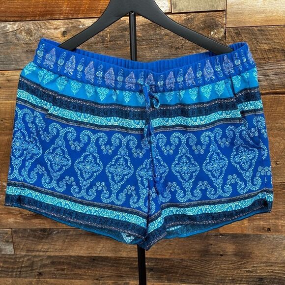 LOFT Blue Athletic Shorts Quick-Dry Geometric Patterns - Picture 2 of 11
